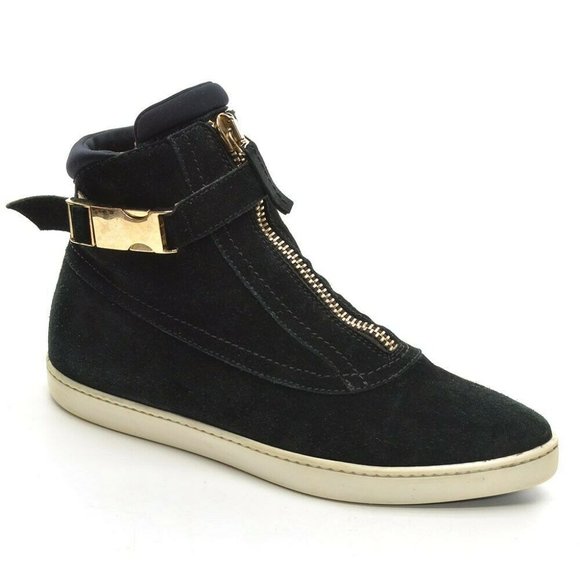 Furla Spy Zip High Top Black Suede Sneakers 36.5